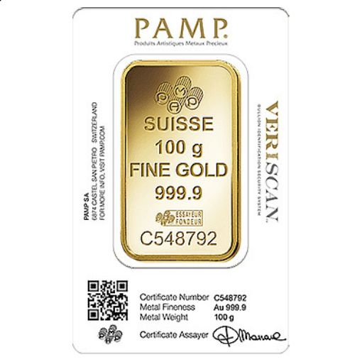 Picture of PAMP 100 Gram Gold Bar